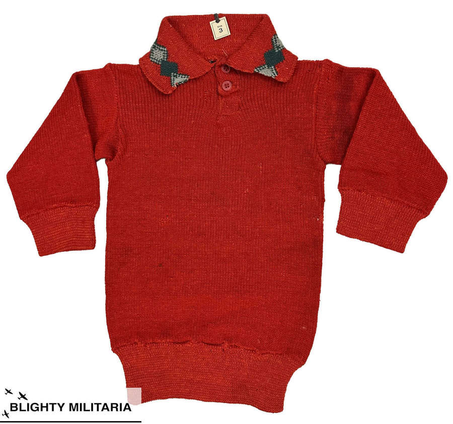 Original 1940s CC41 Children's Red Wool Jumper