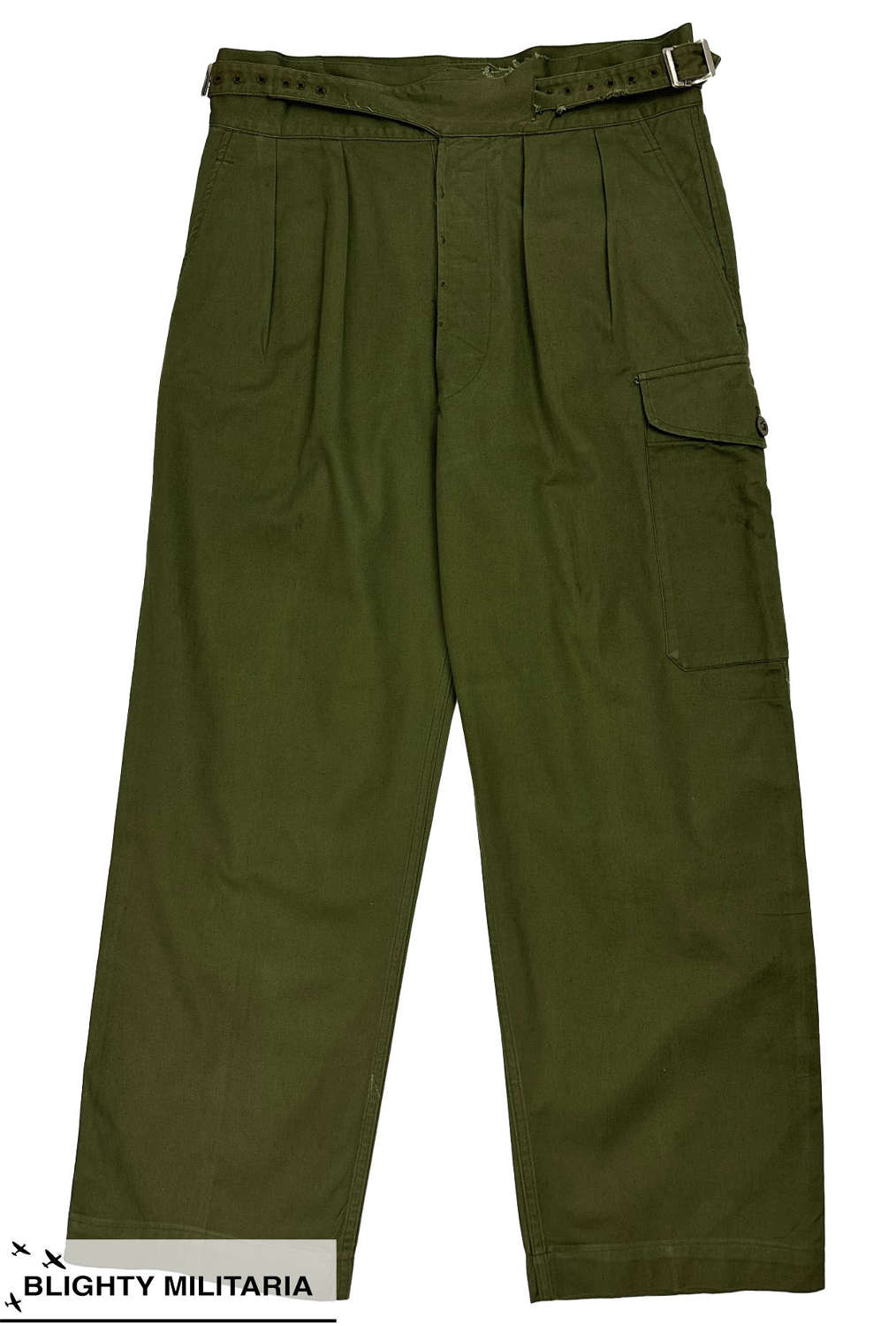 Original 1970s British 1950 Pattern Jungle Green Trousers - Size 8