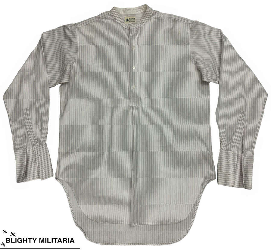 Original 1950s Collarless Needle Stripe Shirt by 'Weltus' Size 15 1/2