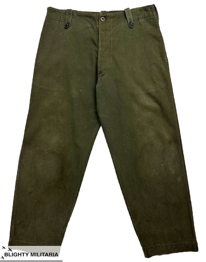Original 1964 Dated British Army Overall Green Trousers - Size 3 36x29