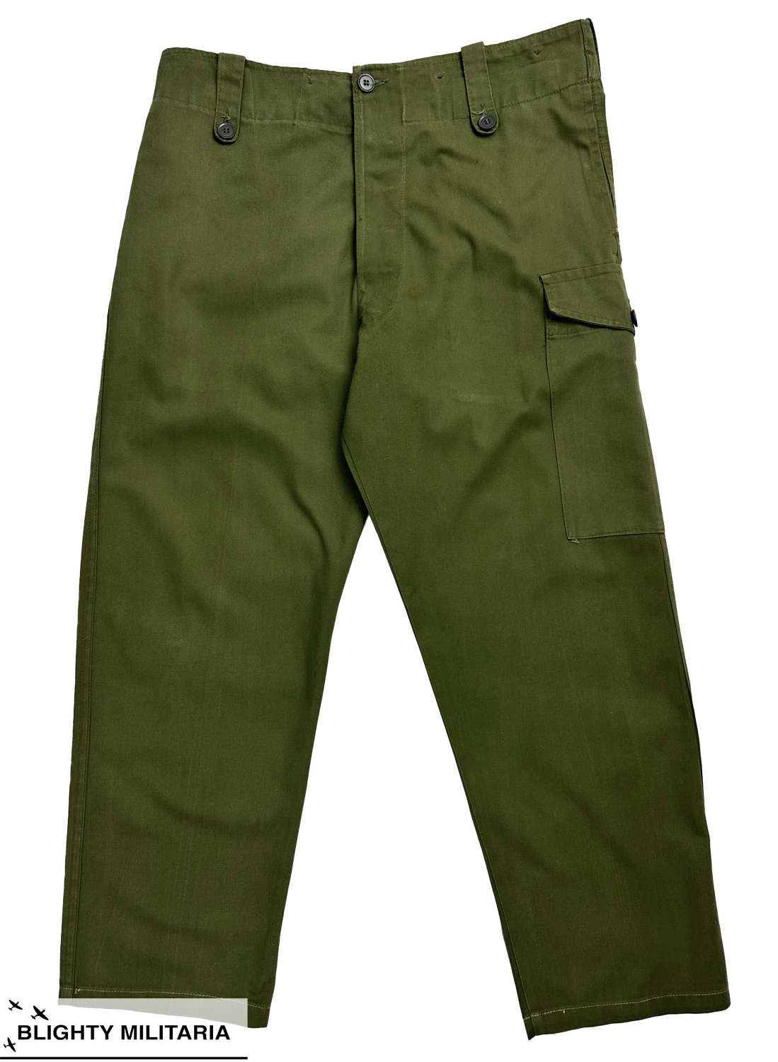 Original 1970s British Army Overall Green Trousers - Size 3 37x28