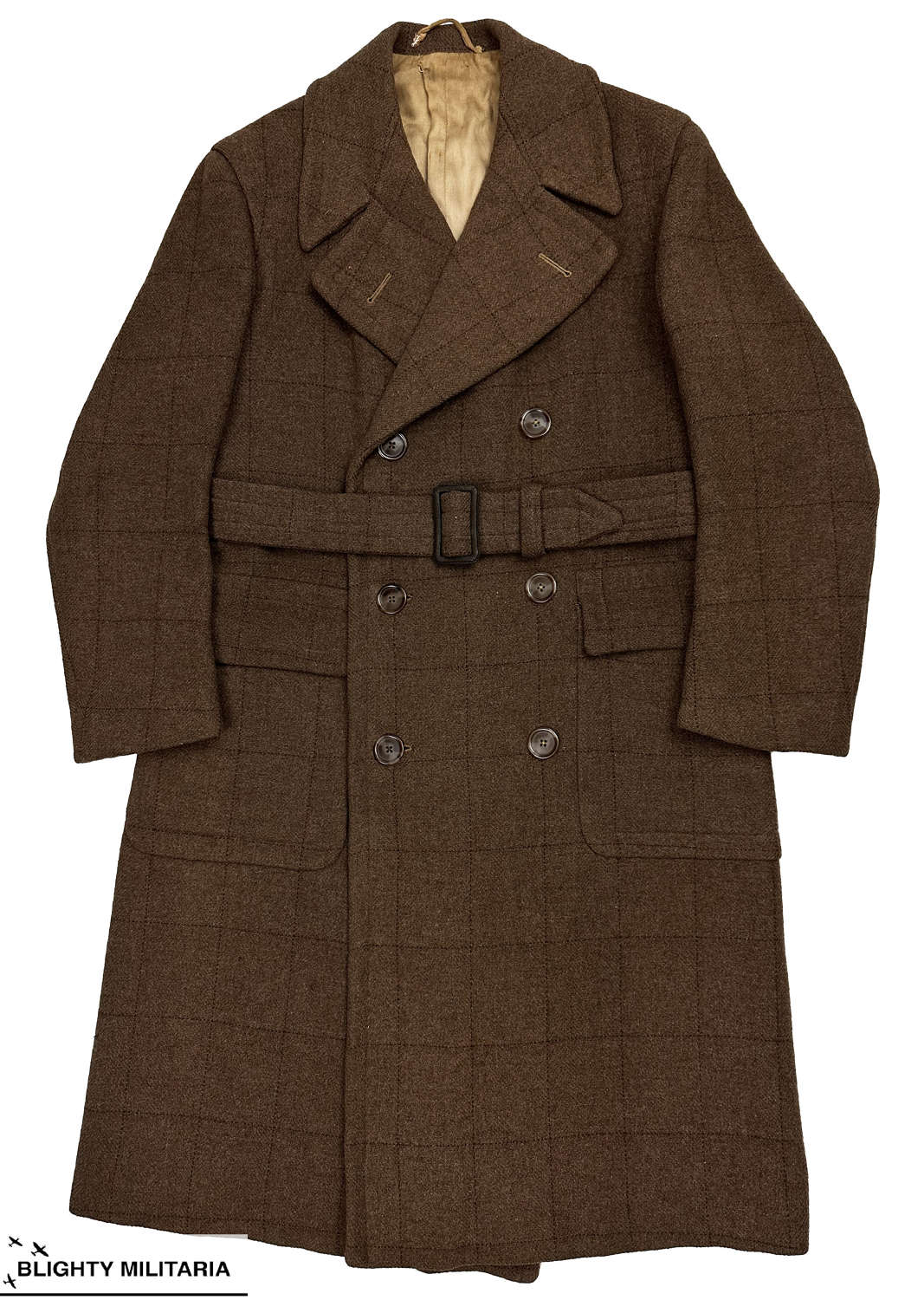 Original 1940s Men's Tweed Overcheck Double Breasted Overcoat Size 40