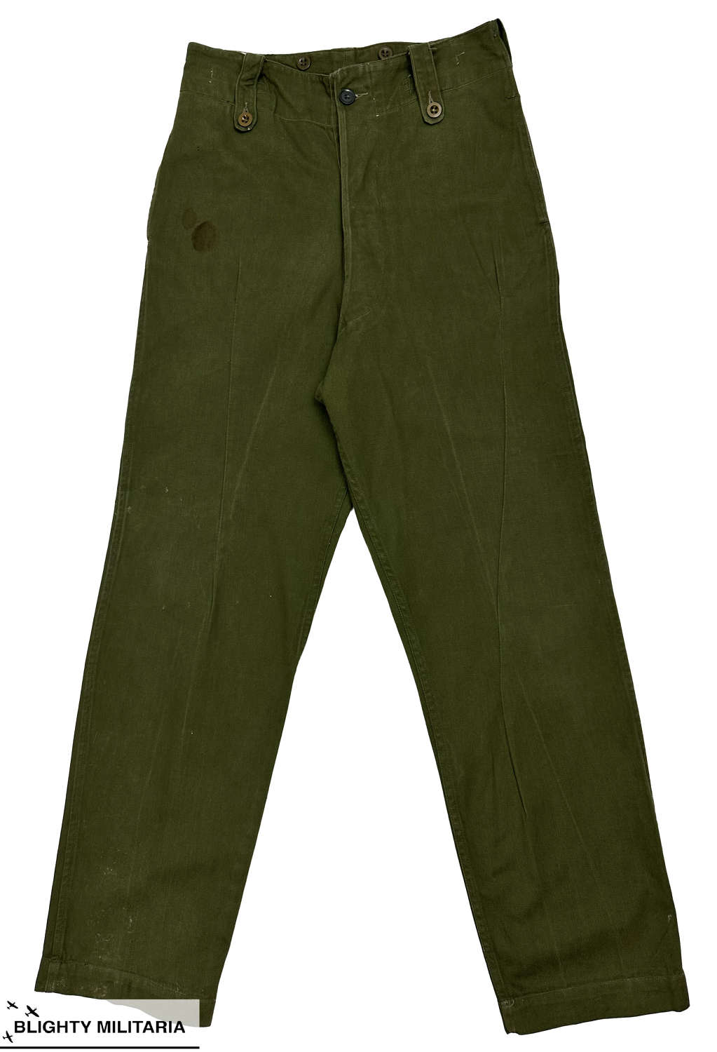 Original 1966 Dated Overall Green Trousers - Size 5 30 x 31