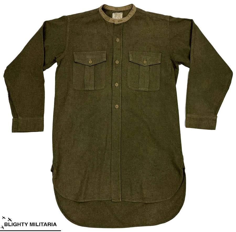 Original 1940s Royal Marines Khaki Flannel Collarless Shirt