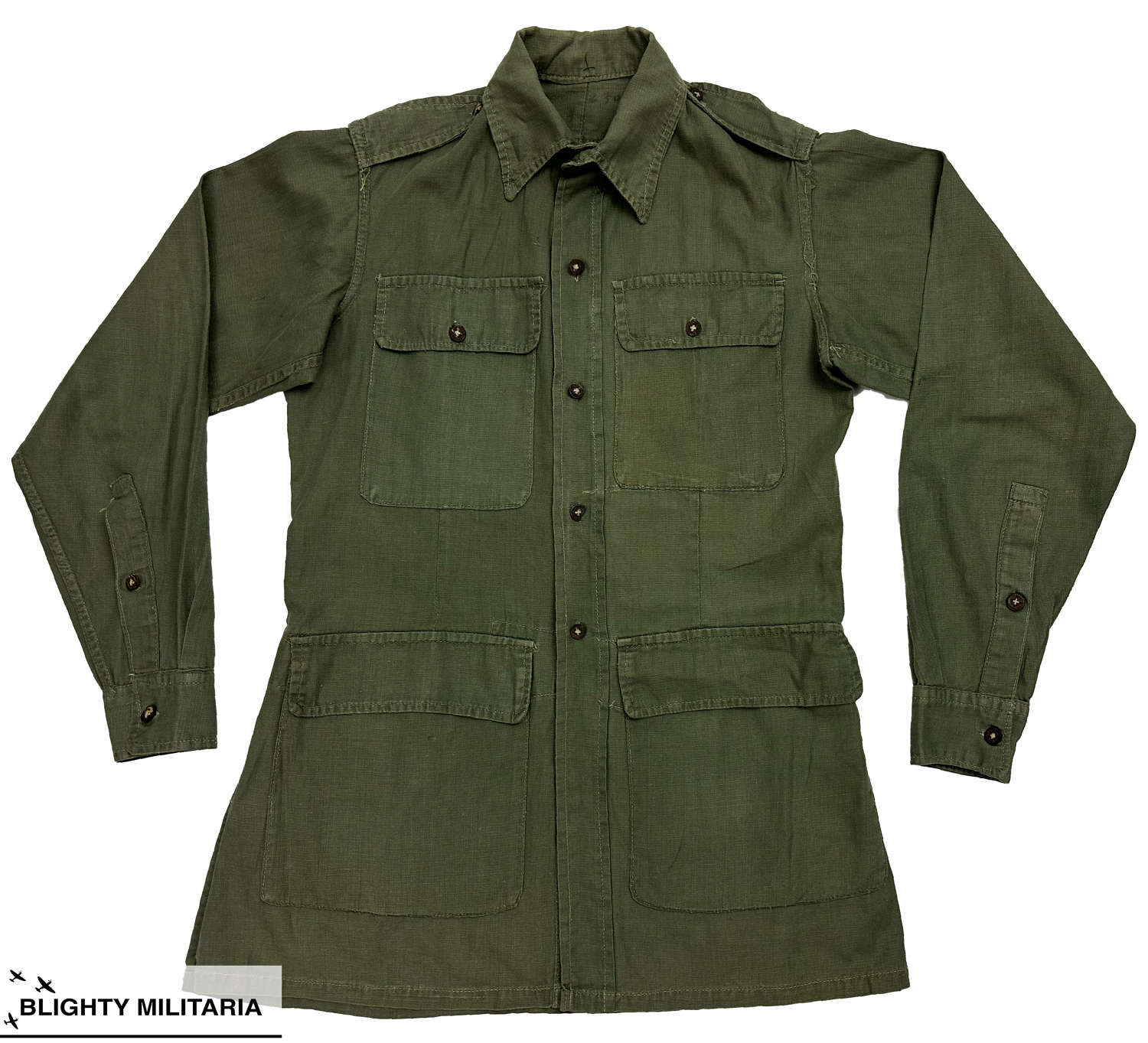 Original WW2 Indian Made Jungle Green Bush Jacket - Size 13