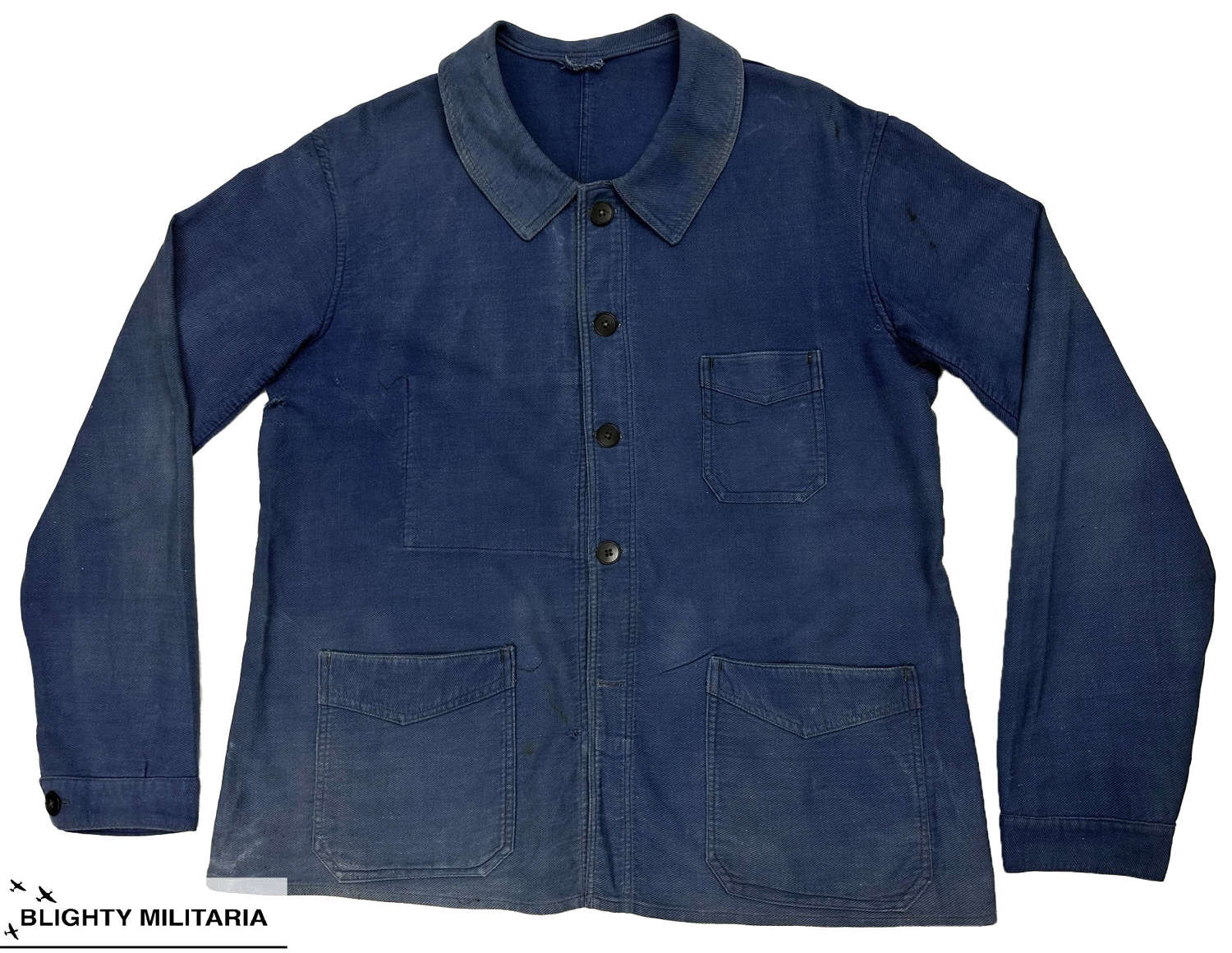 Original 1950s French Blue Chore Jacket - Size 42