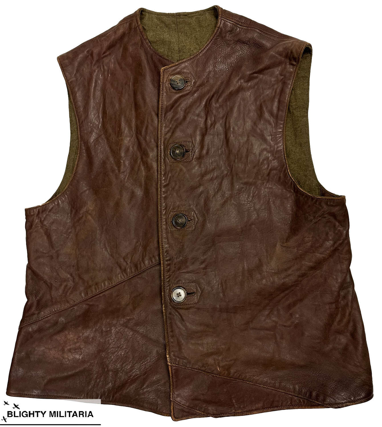 Original 1940 Dated British Army Leather Jerkin - Size 1