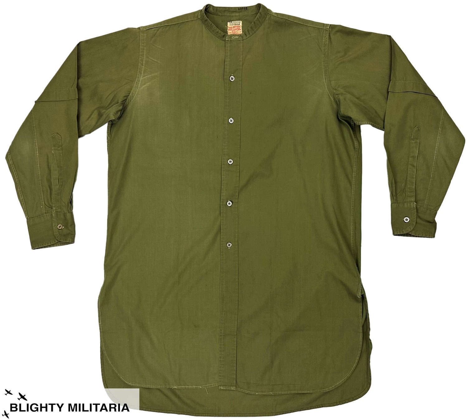 Original WW2 British Army Officer's Collarless Shirt by 'Van Heusen'