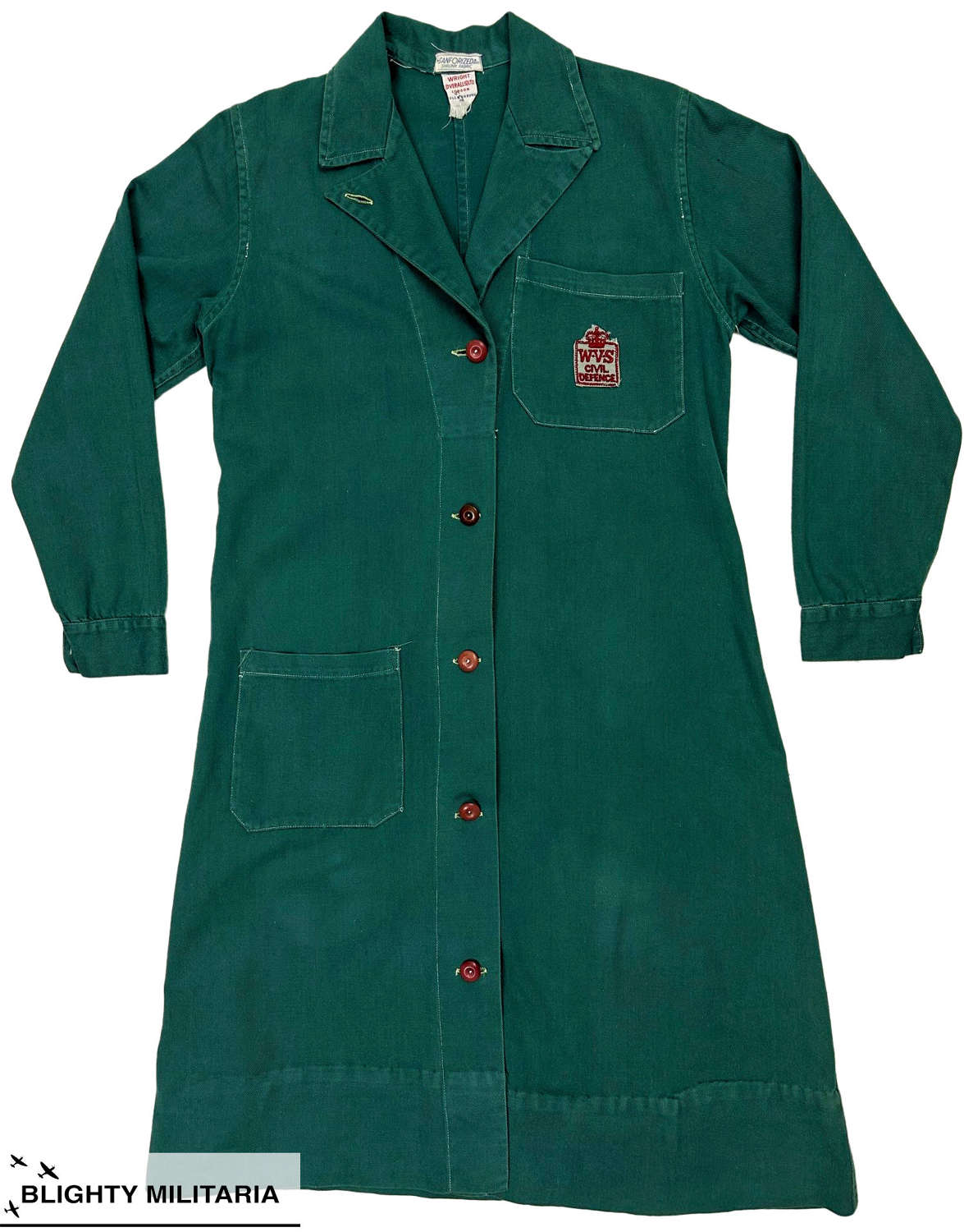 Original 1950s Women's WVS Cotton Work Dress