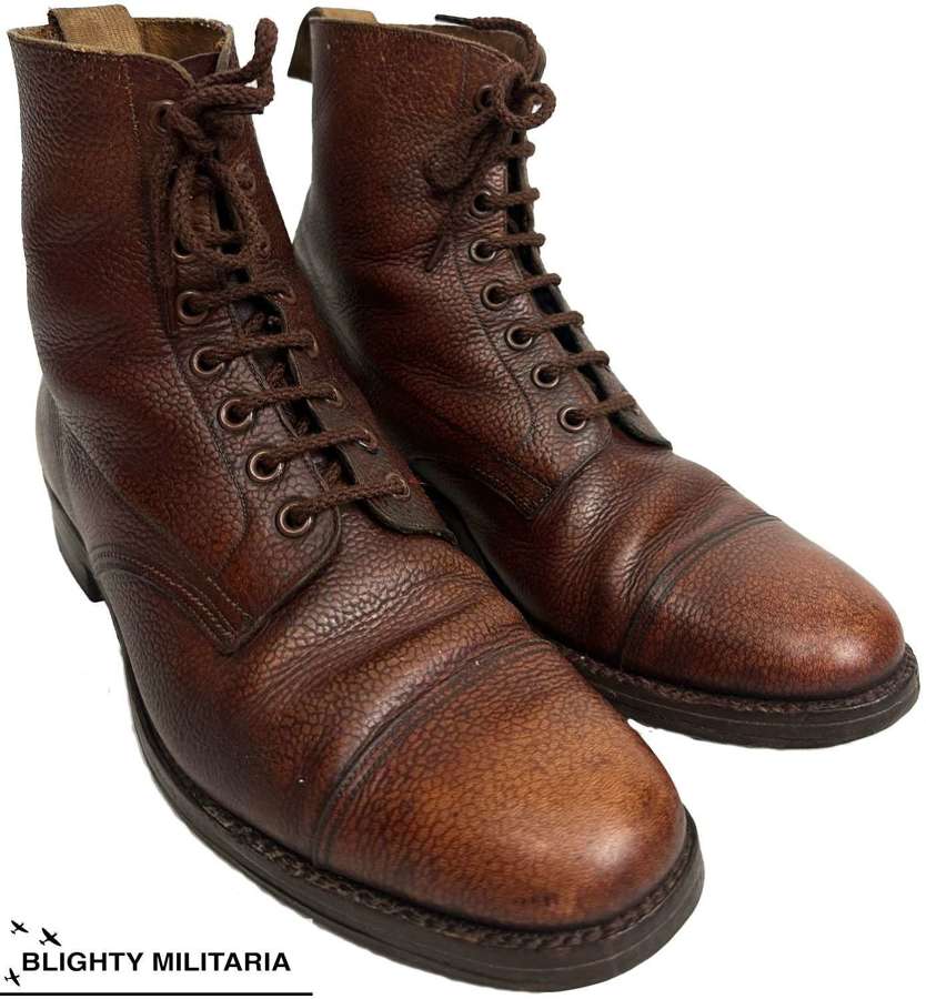 Original 1940s Brown Leather Ankle Boots by 'H E Randall' - Size 7 1/2
