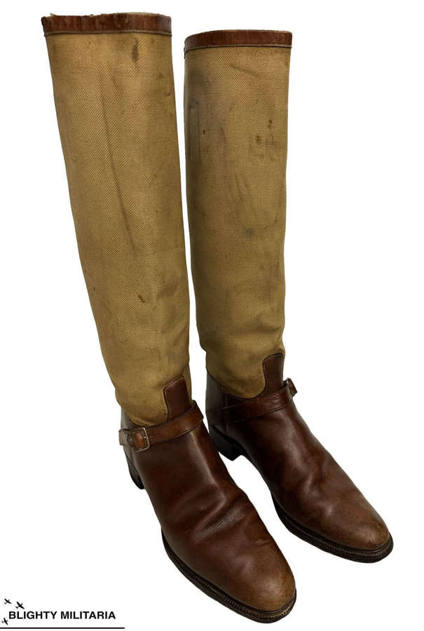 Original Mid 20th Century Women's Canvas Topped Riding Boots