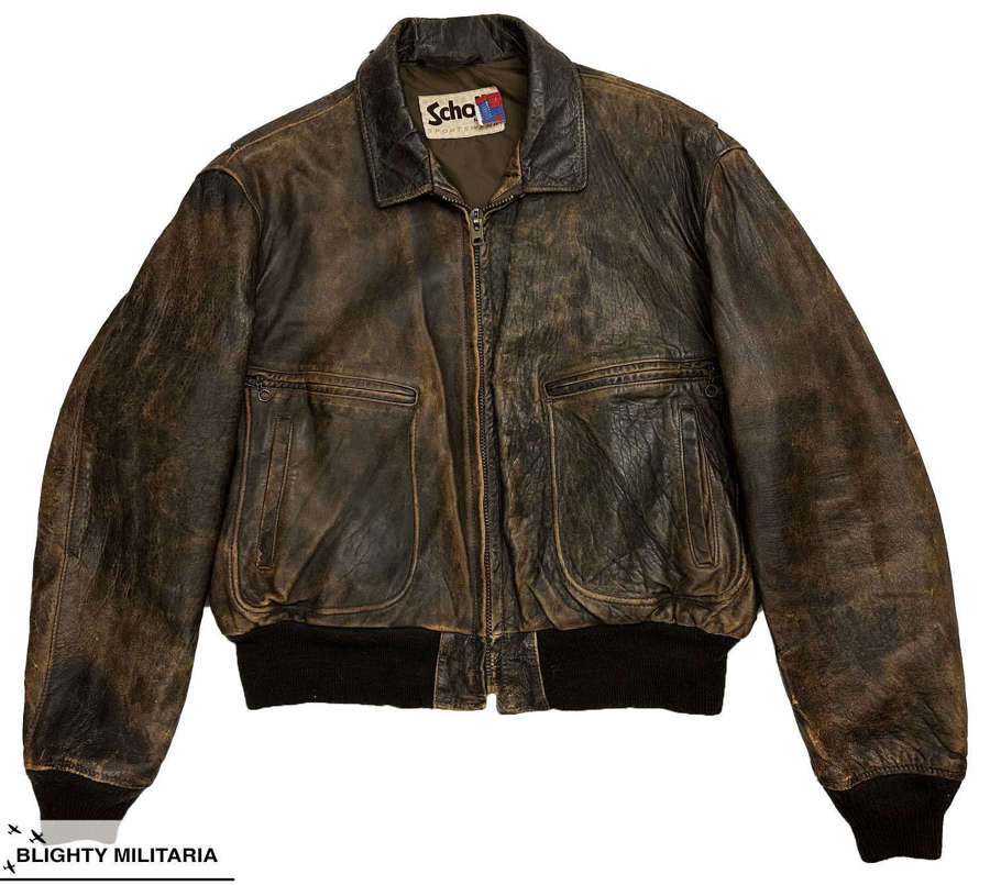Original 1980s Leather Flying Jacket by 'Schott' - Size 50