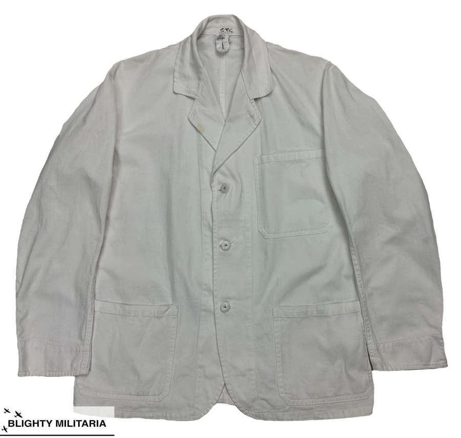 Original 1950s Men's White Cotton Engineer Jacket - Size 40