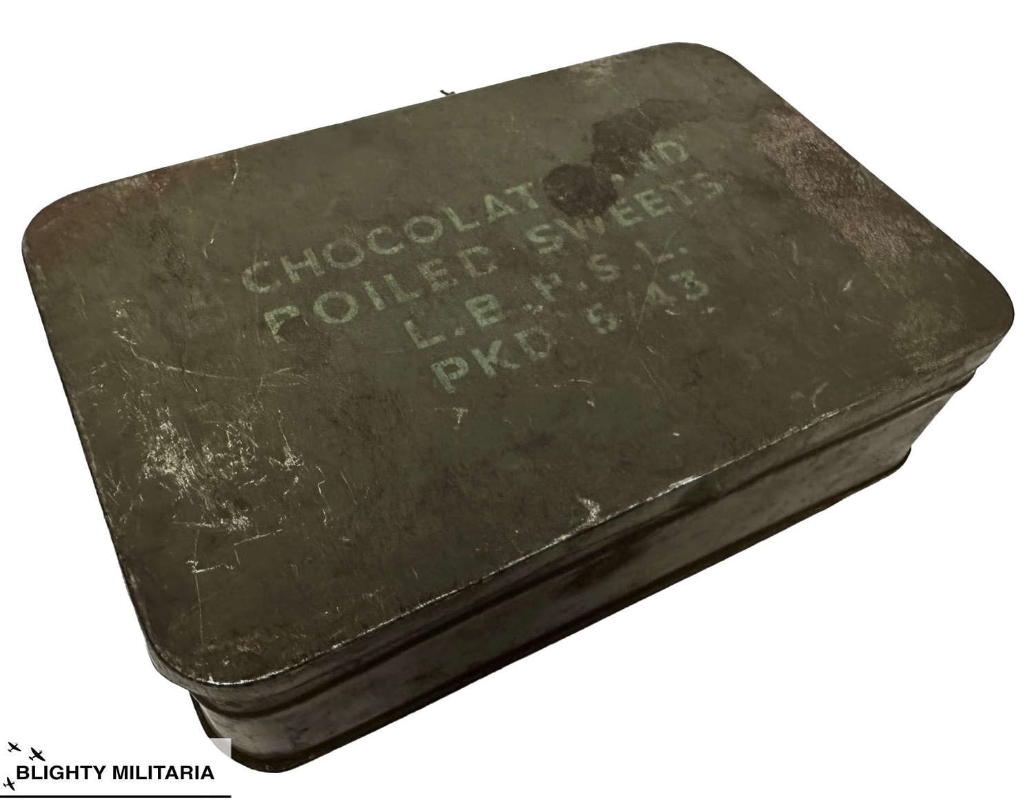 Original 1943 British Army Chocolate & Boiled Sweets Tin