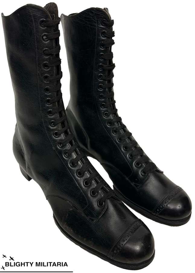 Original Edwardian French Ladies Black Leather Ankle Boots