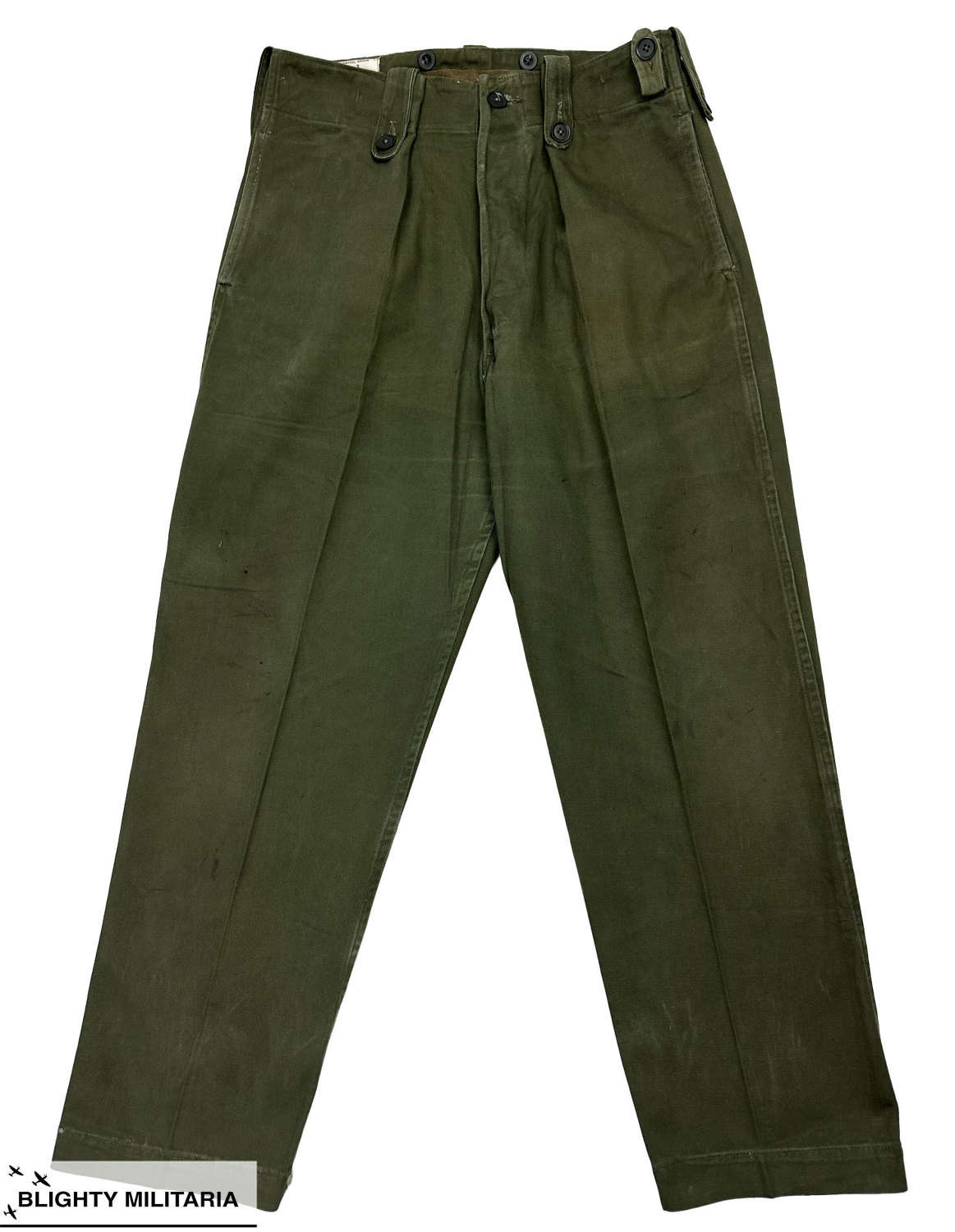 Original 1964 Dated British Army Overall Green Trousers - Size 3