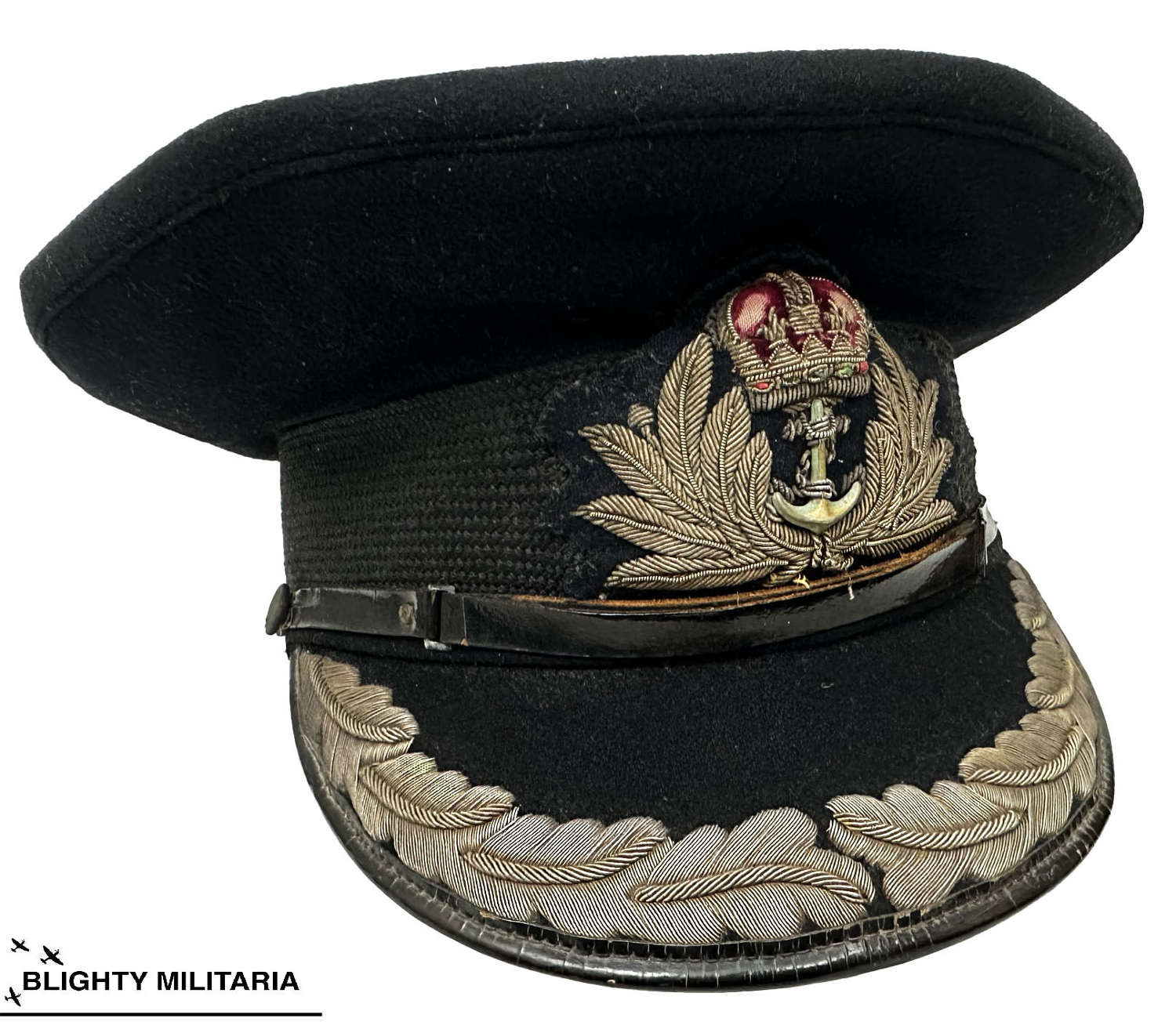 Original WW2 British Royal Navy Commander's Peaked Cap by 'Gieves'