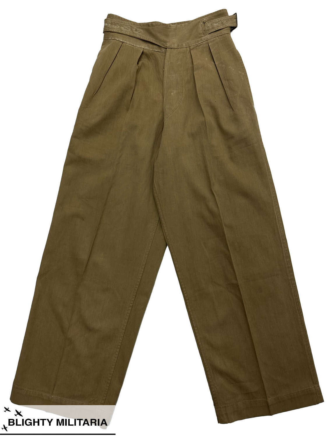 Original Late WW2 Indian Made British Military Khaki Drill Trousers