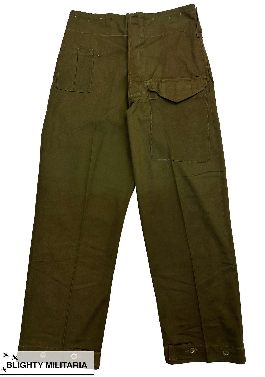 Rare 1940 Dated British Army Drill Green Fatigue Trousers - Size 4