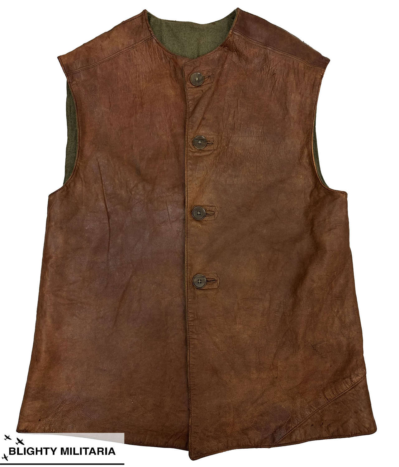 Original 1941 Dated British Army Leather Jerkin - Size 3
