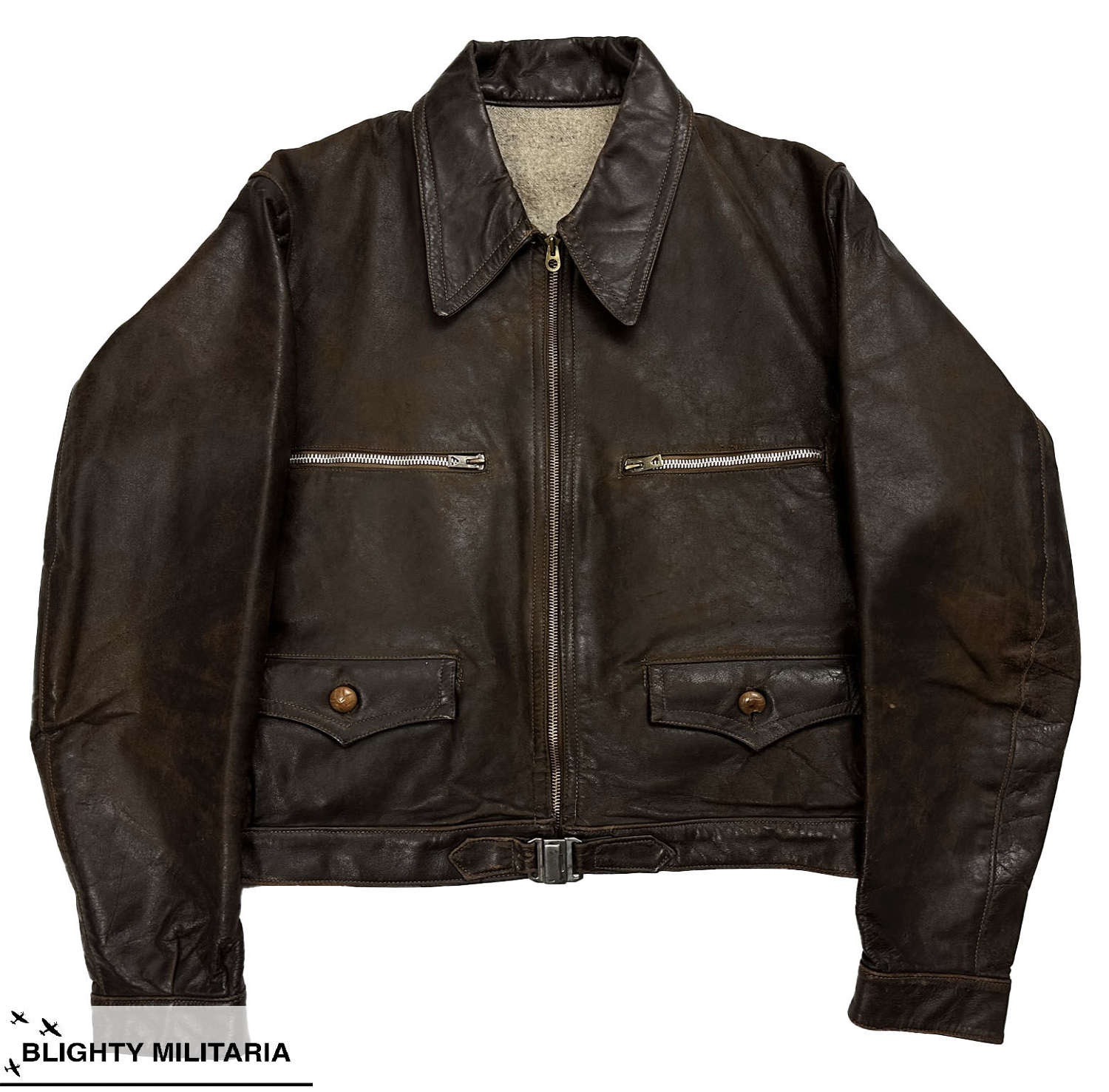 Scarce Original 1940s French Leather Blouson Cycliste Leather Jacket