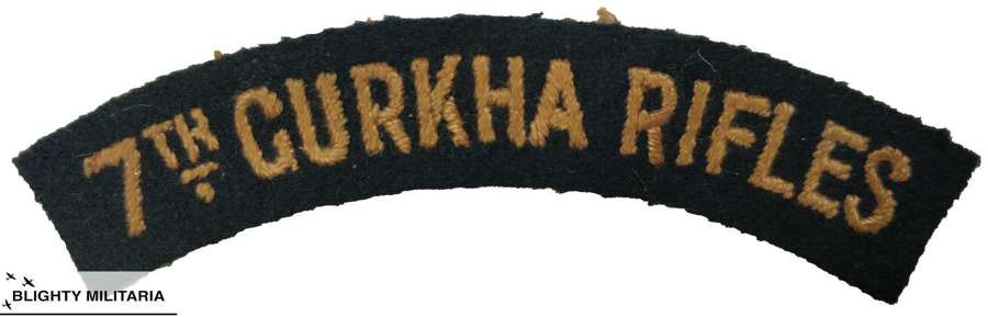 Original WW2 7th Gurkha Rifles Shoulder Title