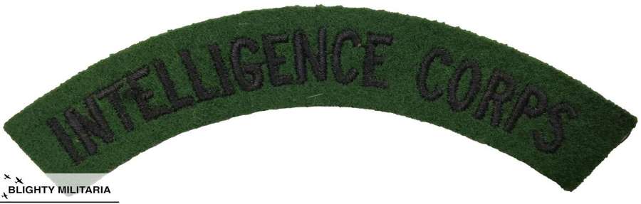 Original WW2 Period Embroidered Intelligence Corps Shoulder Title