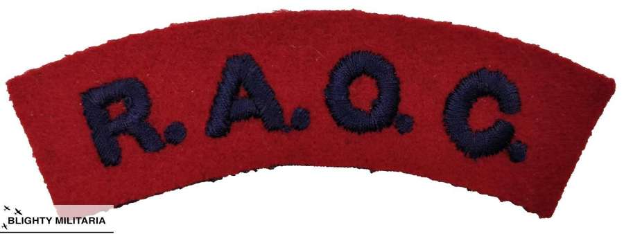 Original WW2 Period Royal Army Ordnance Corps Shoulder Title