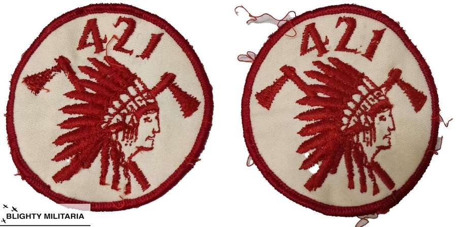 Pair of Original 1980s RCAF 421 'Red Indian' Squadron Patches