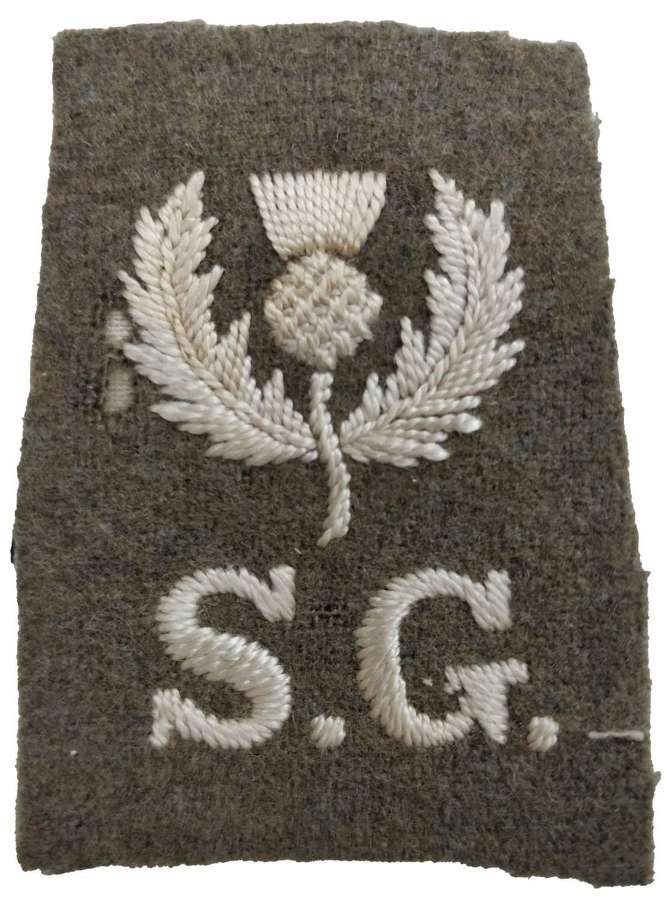 Original WW1 Scots Guards Embroidered Sleeve Badge