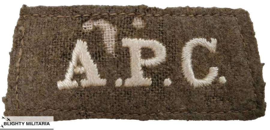 Original WW1 Army Pay Corps Cloth Slip-On Shoulder Title