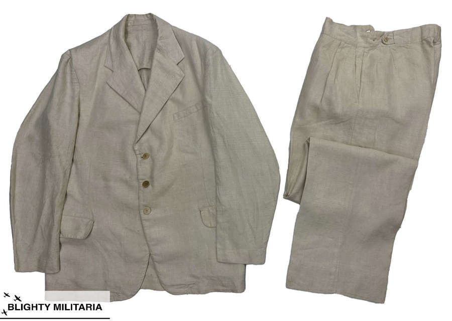 Rare Original 1940s Men's Linen Three Button Suit - Size 40 / 34