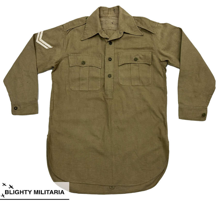 Original 1940s British Military Khaki Drill Aertex Shirt
