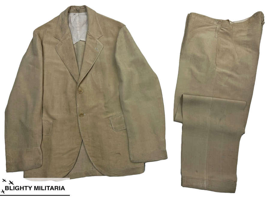 Rare Original Edwardian Men's Silk Linen Mix Two Piece Suit