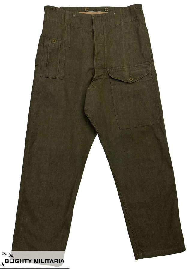 Original 1949 Dated British Denim Battledress Trousers - Size 8