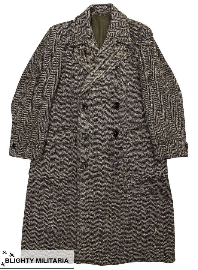 Original 1940s CC41 Double Breasted Herringbone Overcoat by 'Trent'