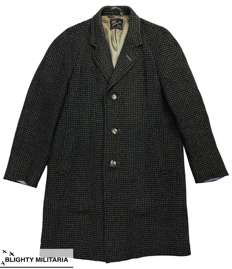 Original 1960s Men's Dogtooth Overcoat made by 'Dunn & Co' - Size 40