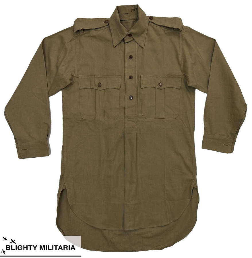 Original 1943 Dated British Army Khaki Drill Shirt by 'Belstaff'
