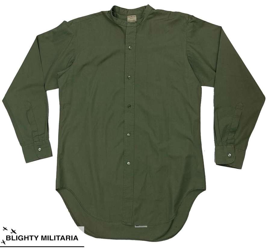 Original 1950s British Army Officer's Poplin Cotton Collarless Shirt